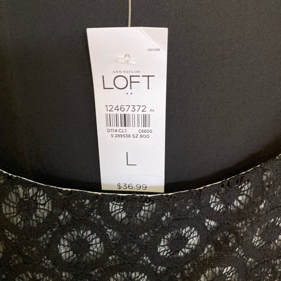 NWT LOFT Lace Front Black & White Tank Blouse L - Picture 2 of 5